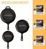EWFEN Cast Iron Skillet 3-Piece Set, Heavy-Duty Professional Restaurant Chef Quality Pre-Seasoned Pan Cookware Set, 6", 8", 10" Pans For Frying, Saute, Cooking, Use Indoor/Outdoor, Oven, Grill - Image 4