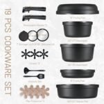 CAROTE 19pcs Pots and Pans Set Non Stick, Nonstick Cookware Set, Dishwasher/Oven/Fridge Safe Pots and Pans, Removable Handle RV Oven Safe Cookware, Induction Kitchen Set, Black - Image 3