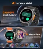 Military Smart Watches for Men GPS, 1.56" AMOLED Screen Bluetooth Call, Smartwatch for Android Phones and iPhone, 100+ Sport Modes, 3ATM Waterproof Smart Watch with Compass - Image 6