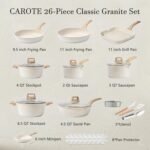 CAROTE Pots and Pans Set Nonstick, Cookware Set Induction Kitchen Cooking Set 26cs w/Frying Pans & Saucepans& Grill Pan - Image 3