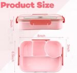 Bento Box for Adults,4 Compartments Lunch Box, Snack Containers Reusable Lunch Containers Drop-Proof, Dishwasher Safe & Made with BPA-Free Materials, Pink - Image 3