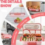 Bento Box for Adults,4 Compartments Lunch Box, Snack Containers Reusable Lunch Containers Drop-Proof, Dishwasher Safe & Made with BPA-Free Materials, Pink - Image 5