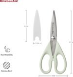 KitchenAid All Purpose Kitchen Shears with Protective Sheath Durable Stainless Steel Scissors, Dishwasher Safe, Soft Grip Comfort Handle, 8.72 Inch, Pistachio - Image 3