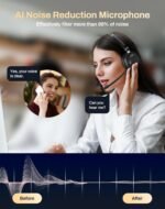 USB Headset with Microphone for PC & Laptop - Noise Reduction On-Ear Wired Headphones with in-Line Volume Control, Call Answer Button for MS Teams, IP Phones, Work, Zoom, Skype - Image 3