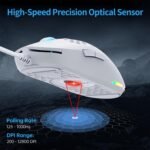 TMKB Falcon M1SE Ultralight Honeycomb Gaming Mouse, High-Precision 12800DPI Optical Sensor, 6 Programmable Buttons, Customizable RGB, Drag-Free Paracord, Ergonomic, Wired - Matte White - Image 3