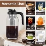 Cold Brew Coffee Maker Pitcher, 64 Oz Heavy Duty Glass Mason Jar Pitcher with V-shaped Pour Spout Handle Lid,Stainless Steel Filter for Iced Coffee,Iced tea,Fruit Drinks,lemonade - Black - Image 5