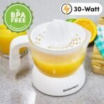 Elite Gourmet ETS-411 BPA-Free 30-Watt Electric Citrus Juicer Extractor: Compact Large Volume Pulp Control Oranges, Lemons, Limes, Grapefruits with Easy Pour Spout, 16 oz, White - Image 3