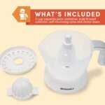 Elite Gourmet ETS-411 BPA-Free 30-Watt Electric Citrus Juicer Extractor: Compact Large Volume Pulp Control Oranges, Lemons, Limes, Grapefruits with Easy Pour Spout, 16 oz, White - Image 4