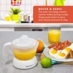 Elite Gourmet ETS-411 BPA-Free 30-Watt Electric Citrus Juicer Extractor: Compact Large Volume Pulp Control Oranges, Lemons, Limes, Grapefruits with Easy Pour Spout, 16 oz, White - Image 5