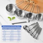 10-Piece Stainless Steel Measuring Cups and Spoons Set for Home Baking Essentials, Dishwasher Safe Kitchen Tools - Image 3