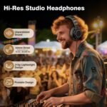 New Bee Wired Over Ear Headphones, Studio Headphones with 50mm Drivers and 6.35mm & 3.5mm Jack DJ Headphones for Studio Monitor & Mixing DJ Guitar AMP Podcast Piano Keyboard - Image 3