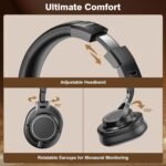New Bee Wired Over Ear Headphones, Studio Headphones with 50mm Drivers and 6.35mm & 3.5mm Jack DJ Headphones for Studio Monitor & Mixing DJ Guitar AMP Podcast Piano Keyboard - Image 5
