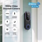 Smart 1080p Video Doorbell Camera with Doorbell Receiver, Live View, AI Human Detection, 2-Way Audio, Night Vision, Cloud Storage (Sold Separately), 2.4G WiFi - Image 3