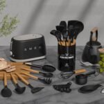 Umite Chef Kitchen Cooking Utensils Set, 33 pcs Non-Stick Silicone Cooking Kitchen Spatula Set with Holder, Wooden Handle Silicone Kitchen Gadgets Utensil Set (Black) - Image 3