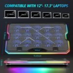 Gaming Laptop Cooling Pad, Laptop Cooler with 15 Quiet Fans for 12-17.3 Inch Notebook, Slim Portable Laptop Cooling Stand with 7 Height Adjustable, 2 USB Ports, Phone Stand - Image 5
