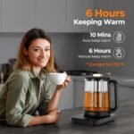 Narcissus Electric Kettle Temperature Control ±5℉, 1.8L Glass Electric Tea Kettle with Removable Infuser for Flowers & Fruit Tea, 1200W Fast Boiling, 6 Hours Keep Warming, Black - Image 4