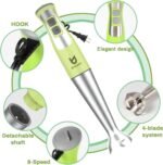 Immersion Hand Blender, UTALENT 3-in-1 8-Speed Stick Blender with Milk Frother, Egg Whisk for Coffee Milk Foam, Puree Baby Food, Smoothies, Sauces and Soups - Green - Image 3