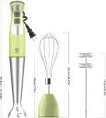 Immersion Hand Blender, UTALENT 3-in-1 8-Speed Stick Blender with Milk Frother, Egg Whisk for Coffee Milk Foam, Puree Baby Food, Smoothies, Sauces and Soups - Green - Image 4