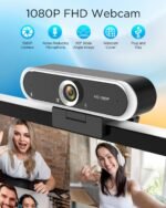 Webcam 1080P with Microphone & Privacy Cover for PC/Laptop, USB Computer Camera Plug & Play with Auto Light Correction for Video Calls, Live Streaming Gaming & Online Meetings - Image 3