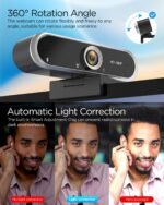Webcam 1080P with Microphone & Privacy Cover for PC/Laptop, USB Computer Camera Plug & Play with Auto Light Correction for Video Calls, Live Streaming Gaming & Online Meetings - Image 4
