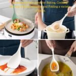 Large Silicone Cooking Spoon 2PC, 12 -inch Non-Stick Spoonula set Deep Bolw & Measurement Mark for Mixing,Serving, Scooping, Scraping, Kitchen Utensils Spoons (White & Green) - Image 4