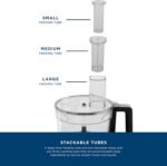 GE Food Processor | 12 Cup | Complete With 3 Feeding Tubes & Stainless Steel Accessories - 3 Discs + Dough Blade | 3 Speed | Great for Shredded Cheese, Chicken & More | Kitchen Essentials | 550 Watts - Image 4