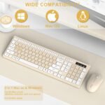 Wireless Keyboard and Mouse Combo, Full-Sized Wireless Keyboard and Adjustable DPI Mouse, 2.4GHz USB Receiver, Keyboard and Mouse for PC, Windows, Desktop, Laptop (Latte Color) - Image 5