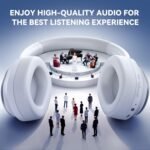 Hybrid Active Noise Cancelling Headphones, Over Ear Bluetooth 6.0 Wireless Headphones, 50H Playtime, Deep Bass, HiFi Stereo Sound（White） - Image 5