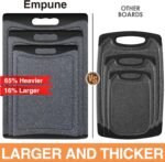 Extra Large Cutting Boards, Plastic Cutting Boards for Kitchen (Set of 3) Cutting Board Set Dishwasher Chopping Board with Juice Grooves Easy-Grip Handles, Dark Grey, Empune - Image 3