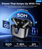 Wireless Earbuds Bluetooth Headphones, 50H Playtime Ear Buds with Mic, LED Digital Display Charging Case, IPX7 Waterproof, Deep Bass Stereo, in-Ear Earphone for iPhone Andriod Phone - Image 3