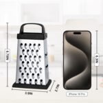 Cheese Grater, Mini Size 4-Sided Stainless Steel Grater, Food Shredder for Cheese, Parmesan, Vegetable, Dishwasher Safe, Black - Image 3
