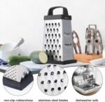 Cheese Grater, Mini Size 4-Sided Stainless Steel Grater, Food Shredder for Cheese, Parmesan, Vegetable, Dishwasher Safe, Black - Image 4
