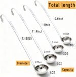 Markeny 4 Pieces Stainless Steel Soup Ladle Metal Handle Ladle with Pouring Rim,1oz/2oz/3oz/5oz Set Ladles for Cooking Soup Sauce - Image 3