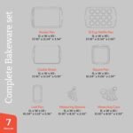 Stackable Baking Pan Set - Deluxe Nonstick White Marble Coating, Carbon Steel Bakeware Sets, PFOA, PFOS, PTFE Free, Recipe Booklet Included, Oven Safe (Up to 450°F), Set of 7 - White - Image 3