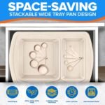 Stackable Baking Pan Set - Deluxe Nonstick White Marble Coating, Carbon Steel Bakeware Sets, PFOA, PFOS, PTFE Free, Recipe Booklet Included, Oven Safe (Up to 450°F), Set of 7 - White - Image 5