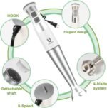 Immersion Hand Blender, UTALENT 5-in-1 8-Speed Immersion Blender with 500ml Food Grinder, 600ml Container,Milk Frother,Egg Whisk,Puree Infant Food, Smoothies, Sauces and Soups - White - Image 3