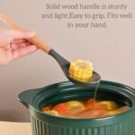 Wooden Handle Silicone Spoon, 12" Rubber Spoon 4-Pack Nonstick Stirring Spoons for Baking Cooking and Mixing, Kitchen Serving Spoons (Grey, Green, White, Black). - Image 3