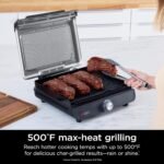 Ninja Griddle and Indoor Grill, 14’’, Electric Grill, For Steak, Burgers, Salmon, Veggies, and More, Pancake Griddle, Nonstick, Dishwasher Safe, 500F, Even Cooking, Silver, GR101 - Image 4