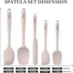 HOTEC 600℉ Heat Resistant BPA-Free Silicone Rubber Spatula Set,Kitchen Cooking Spatulas, Baking, Mixing for Non Stick Cookware, Dishwasher Safe, Set of 5, Khaki - Image 3