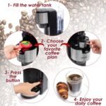 Mixpresso Black Single Serve Coffee Brewer K-Cup Pods Compatible & Ground, 30 oz Compact Coffee Maker Single Serve With 5 Brew Sizes Up To 14 Oz, Fits Travel Mug, Adjustable Drip Tray - Image 3