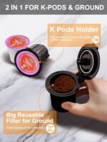 Small Single Serve Coffee Maker, Fast Brew for K-Cup & Ground Coffee, 6-12 Oz Brew Sizes, One-Button Single Cup Coffee Maker, Coffee Machine with Descaling Reminder - Image 4
