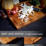 Kikcoin Extra Large Bamboo Cutting Boards, (Set of 3) Chopping Boards with Juice Groove Bamboo Wood Cutting Board Set Butcher Block for Kitchen, End Grain Serving Tray - Image 4