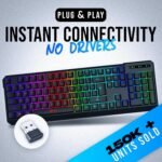 KLIM Chroma Wireless Keyboard – RGB Backlit Gaming, Rechargeable Battery, PC Keyboard, Durable & Water-Resistant, Compatible with PS4, PS5 & Mac - Black - Image 3