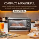 Elite Gourmet ETO490 9L/4 Slice Countertop Toaster Oven with 30-Minute Timer, Adjustable Temperature Control, Includes Baking Pan and Wire Rack, Bake, Broil, Toast, Black - Image 3