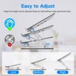 Laptop Stand for Desk, Adjustable Laptop Riser, Metal Foldable Computer Stand Holder Portable Notebook Mount, Ventilated Cooling Printer Stand Compatible with 10-15.6” Laptops - Image 4