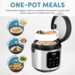 AROMA® Digital Rice Cooker, 4-Cup (Uncooked) / 8-Cup (Cooked), Steamer, Multicooker, Slow Cooker, Oatmeal Cooker, Auto Keep Warm, 2 Qt, Stainless Steel Exterior - Image 3