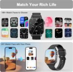 Smart Watch for Men Women, 1.85'' AMOLED HD Fitness Watch with 120+ Sports Modes, Bluetooth Call/Heart Rate/Sleep Monitor/Pedometer, Smartwatch for Android iOS, IP68 Waterproof, Black - Image 5