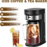LITIFO Iced Tea Maker and Iced Coffee Maker Brewing System with 2.5-quart Pitcher, sliding strength selector for Taste Customization, Stainless Steel (Black 2.0) - Image 3