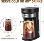 LITIFO Iced Tea Maker and Iced Coffee Maker Brewing System with 2.5-quart Pitcher, sliding strength selector for Taste Customization, Stainless Steel (Black 2.0) - Image 4