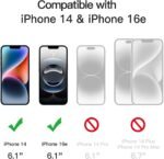JETech Privacy Screen Protector for iPhone 16e 2025, iPhone 14 6.1-Inch, Anti Spy Tempered Glass Film, 2-Pack - Image 3